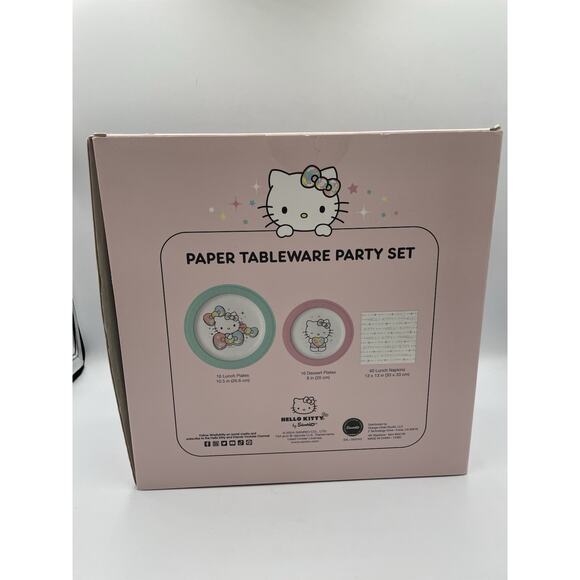 Hello Kitty Paper Tableware Party Set 16 Lunch & 16 Dessert Plates, 40 Napkins - Picture 6 of 11